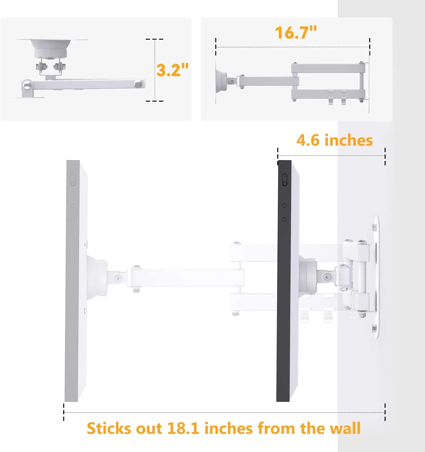 Full Motion Wall Mount with Extension Arm - Image 3